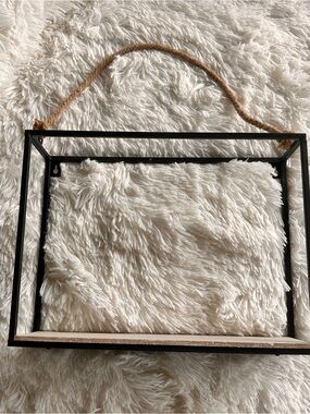 Black Metal Hanging Display Shelf with Rope Size 16 x 12”
